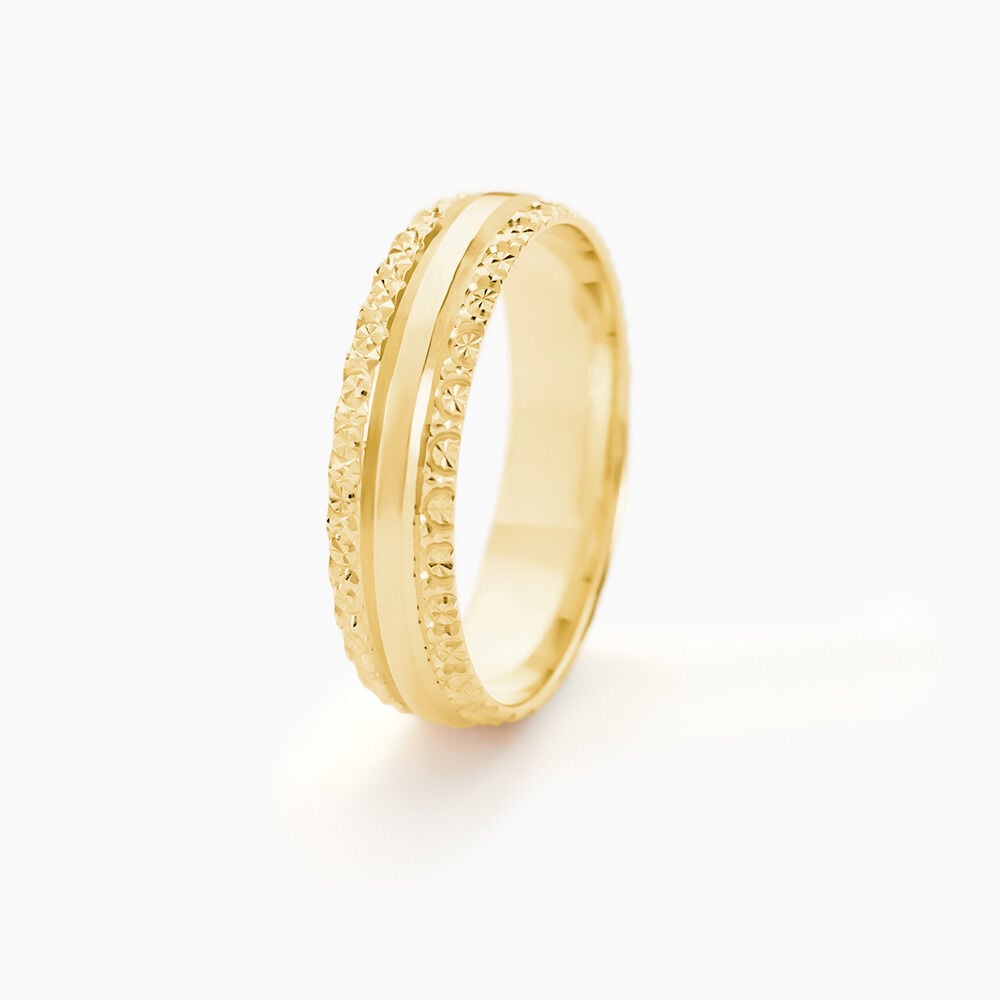 Alliance June 2 Rangs Diamantee Ruban Plat Or Jaune - Alliances duo Unisex | Marc Orian
