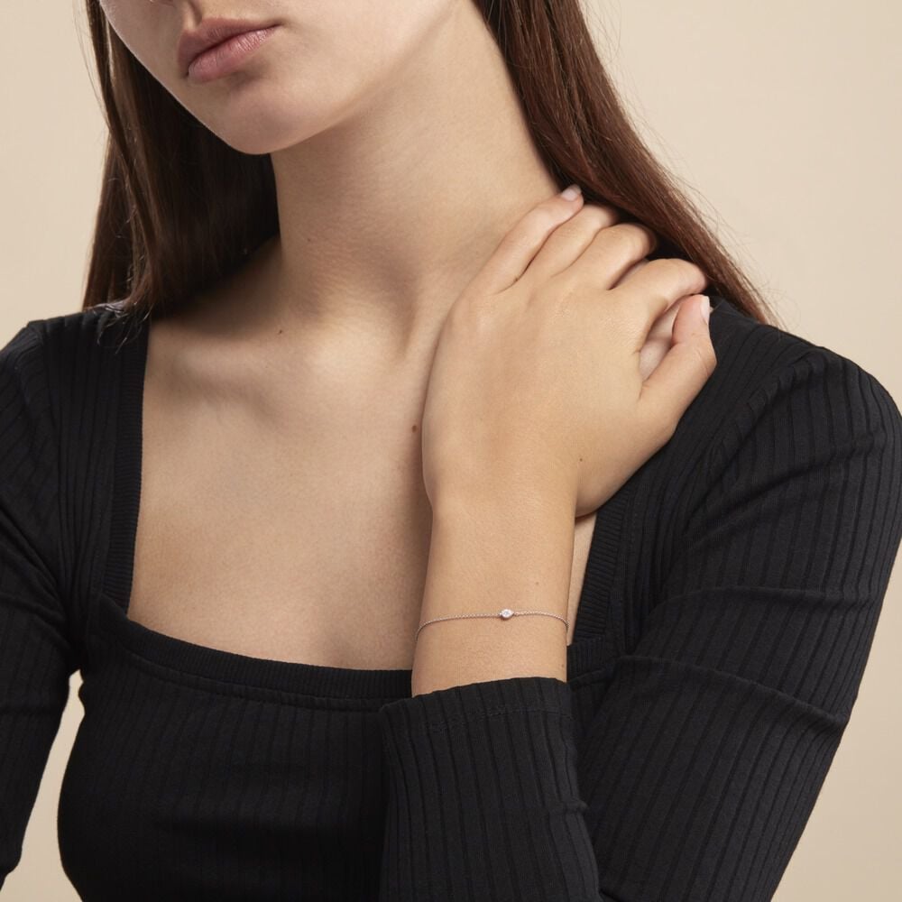 Bracelet Adhira Or Blanc Diamant - Bracelets chaînes Femme | Marc Orian