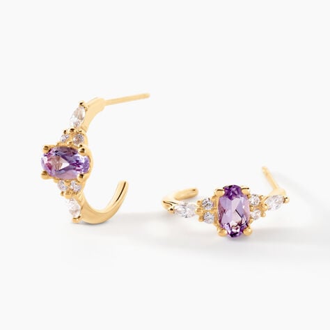 Cr&eacute;oles Page Or Jaune Am&eacute;thyste Oxyde De Zirconium - Cr&eacute;oles Femme | Marc Orian