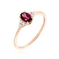 Bague Diapre Or Rose Rhodolite Oxyde De Zirconium