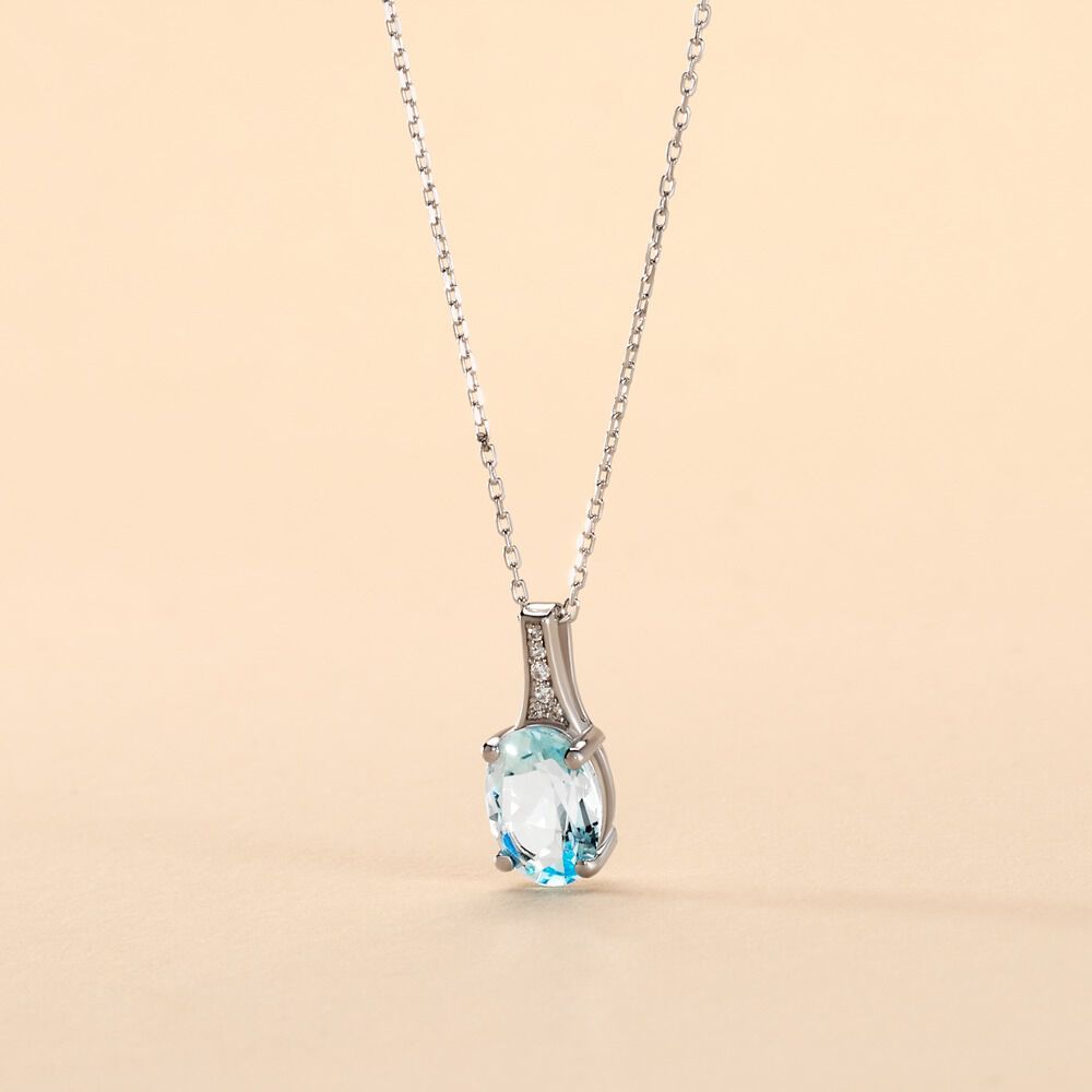 Collier Cindy Or Blanc Topaze Oxyde De Zirconium - Colliers avec pierres Femme | Marc Orian