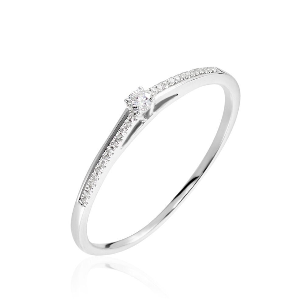 Bague Solitaire Alexandra Or Blanc Diamant - Parures de mariage Femme | Marc Orian