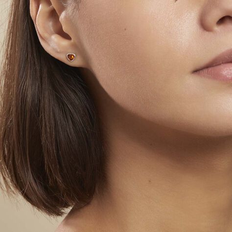 Boucles D'oreilles Puces Argent Blanc Delvinaae Ambre - Clous d'oreilles Femme | Marc Orian