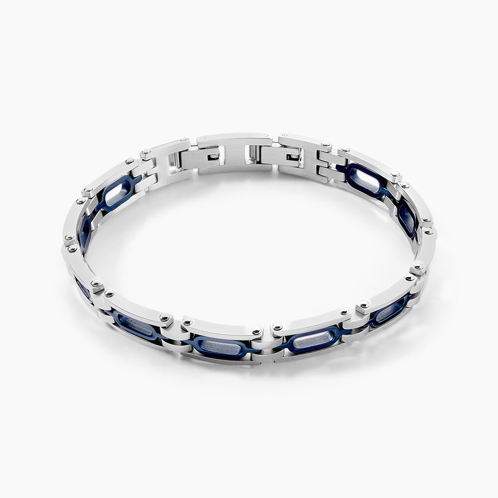 Bracelet Jourdan Wild Acier Blanc Et Bleu - Bracelets mailles Homme | Marc Orian