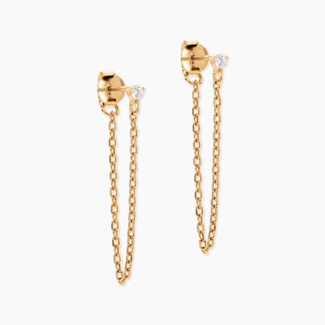 Boucles D'oreilles Pendantes Plaqu&eacute; Or Lienard Oxydes De Zirconium - Pendantes Femme | Marc Orian