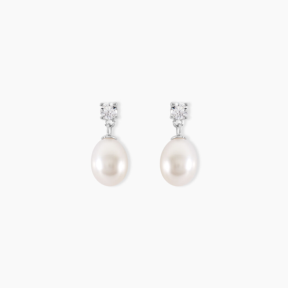 Boucles D'oreilles Pendantes Dolores Argent  Perle De Culture Et Oxyde - Pendantes Femme | Marc Orian
