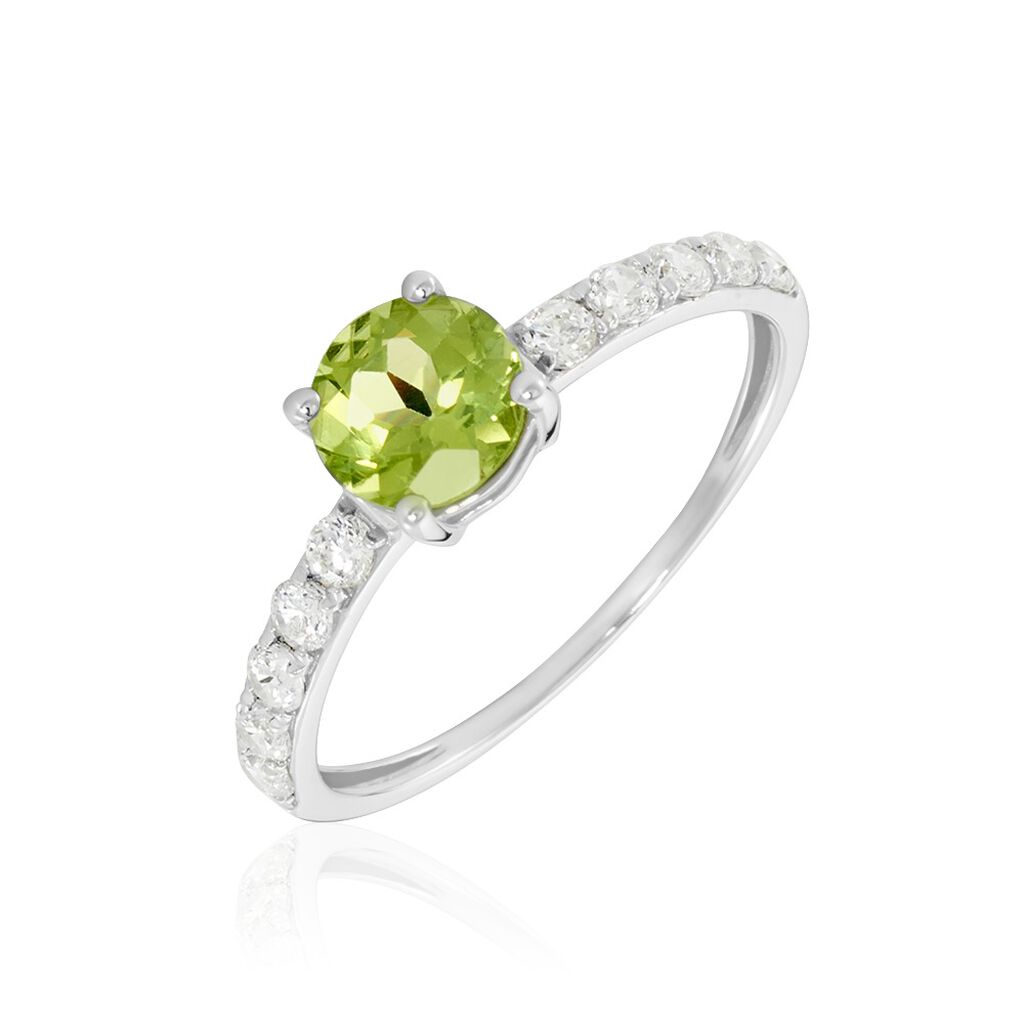Bague Or Blanc Monroe Péridot Oxydes De Zirconium - Bagues avec pierre Femme | Marc Orian