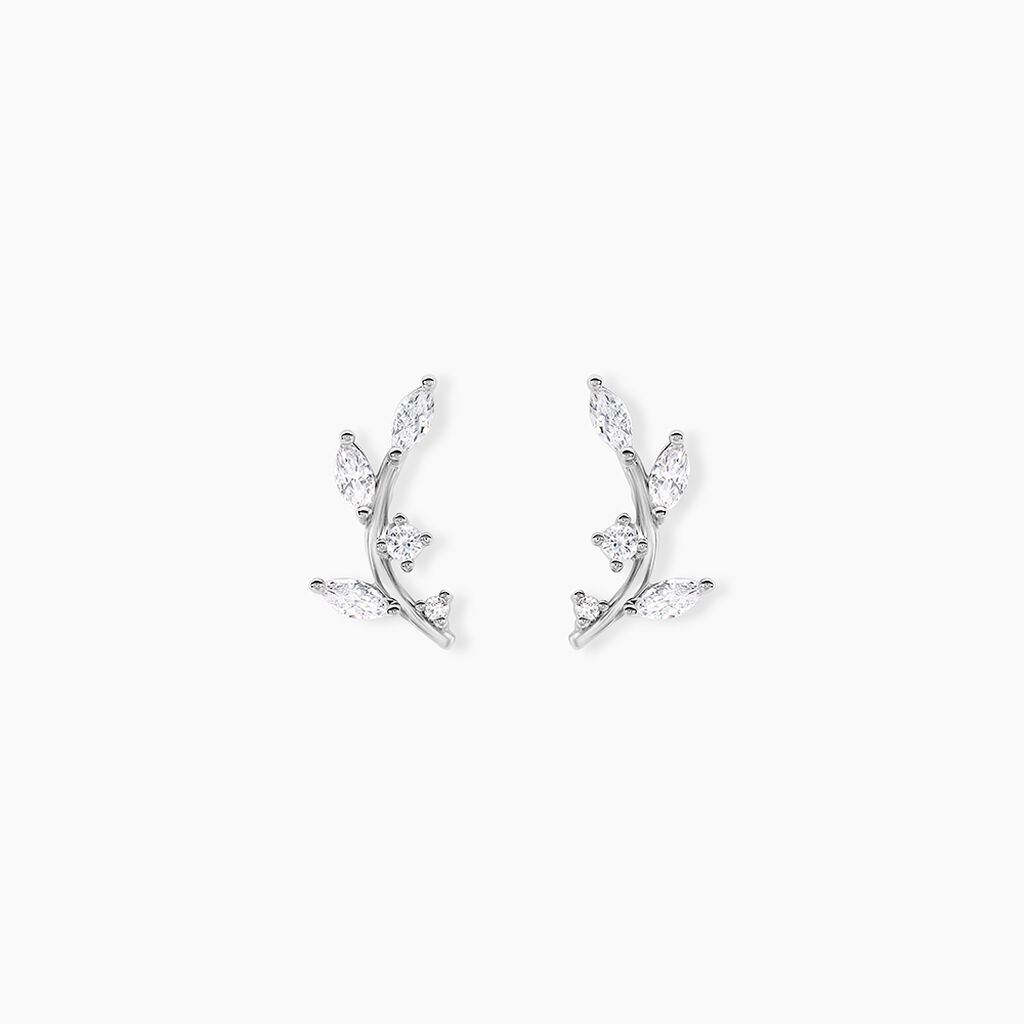 Boucles D'oreilles Puces Milda Argent Blanc Oxyde De Zirconium - Puces Femme | Marc Orian