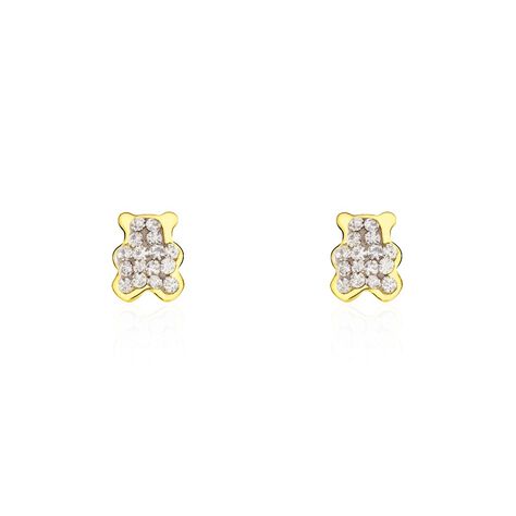 Boucles D'oreilles Puces Emerica Ours 0 Or Jaune Strass - Puces Enfant | Marc Orian