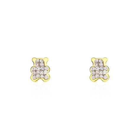 Boucles D'oreilles Puces Emerica Ours 0 Or Jaune Strass - Clous d'oreilles Enfant | Marc Orian