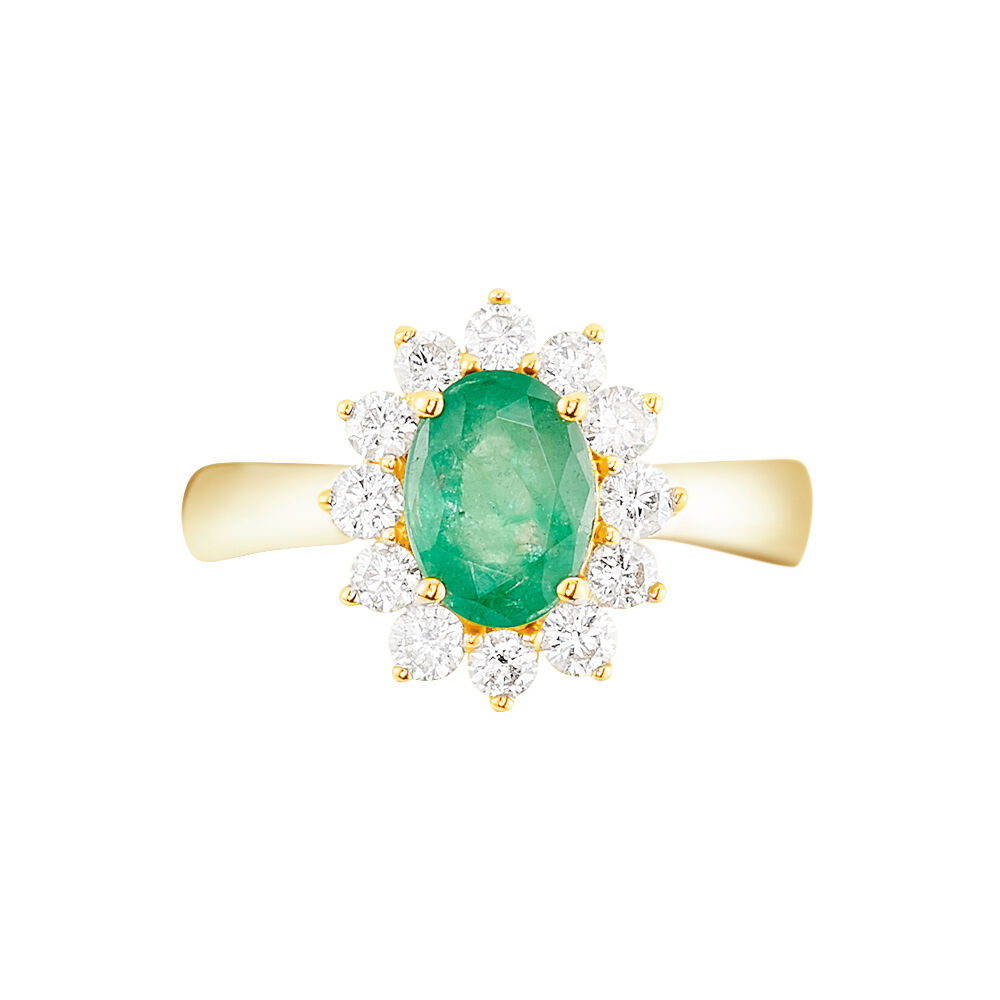 Bague Or Jaune Emeraude Diamants - Bagues vintage Femme | Marc Orian