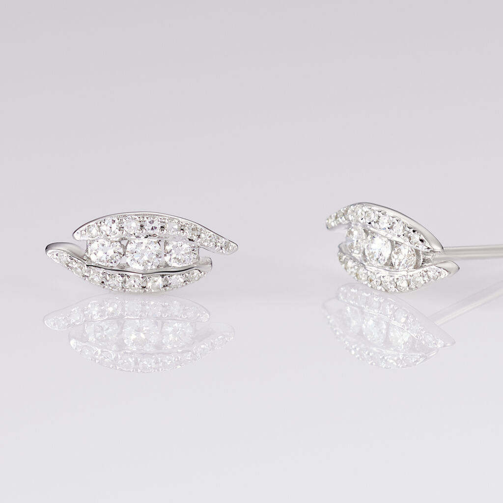 Boucles D'oreilles Puces Eternite Or Blanc Diamant - Boucles d'oreilles pierres précieuses Femme | Marc Orian