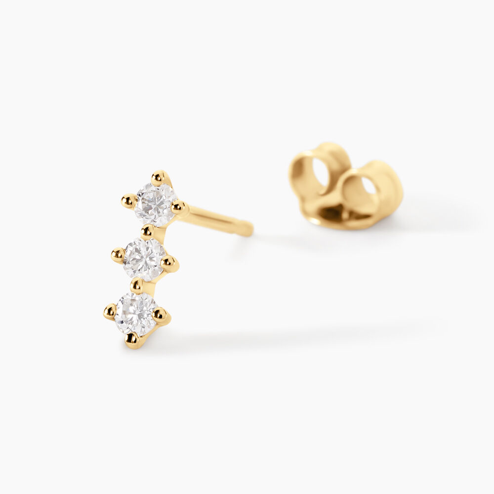 Boucles D'oreilles Puces Graziano Or Jaune Diamant Synth&eacute;tique - Boucles d'oreilles mariage Femme | Marc Orian