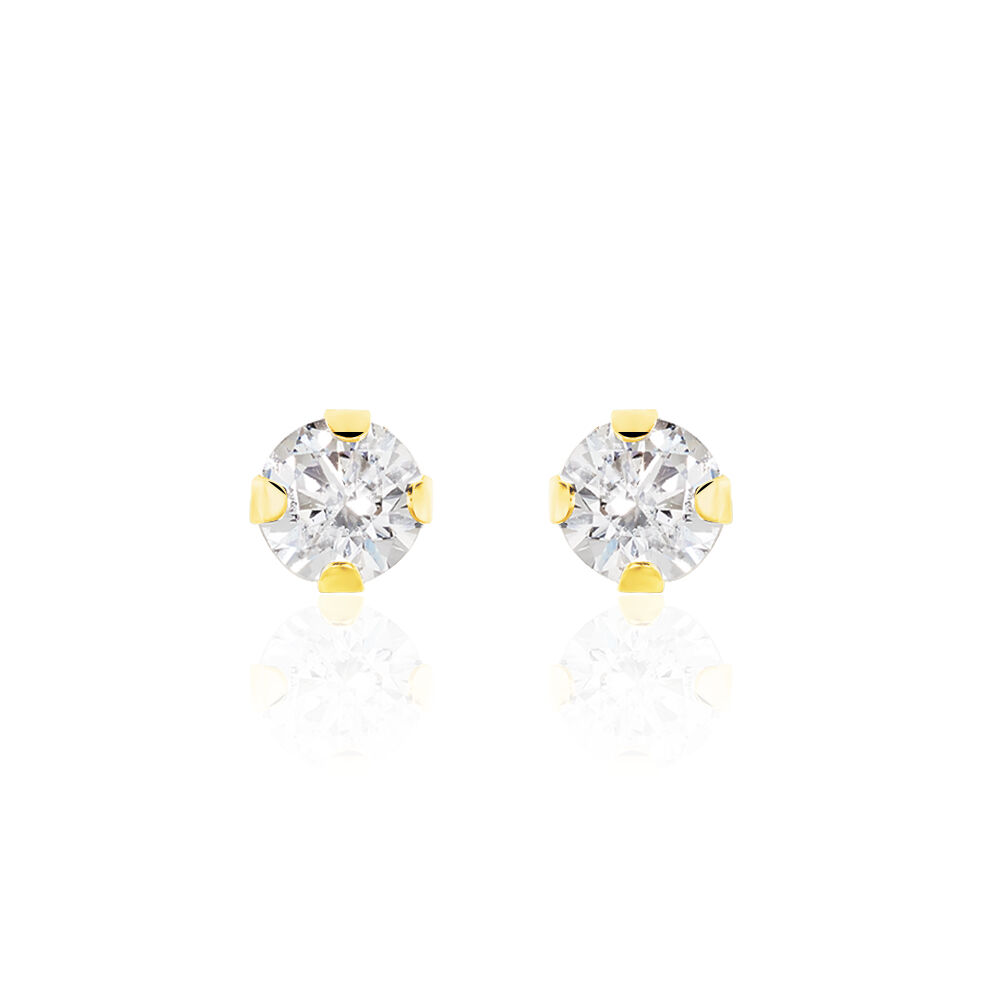 Boucles D'oreilles Puces Eddie Or Jaune Oxyde De Zirconium - Puces Femme | Marc Orian