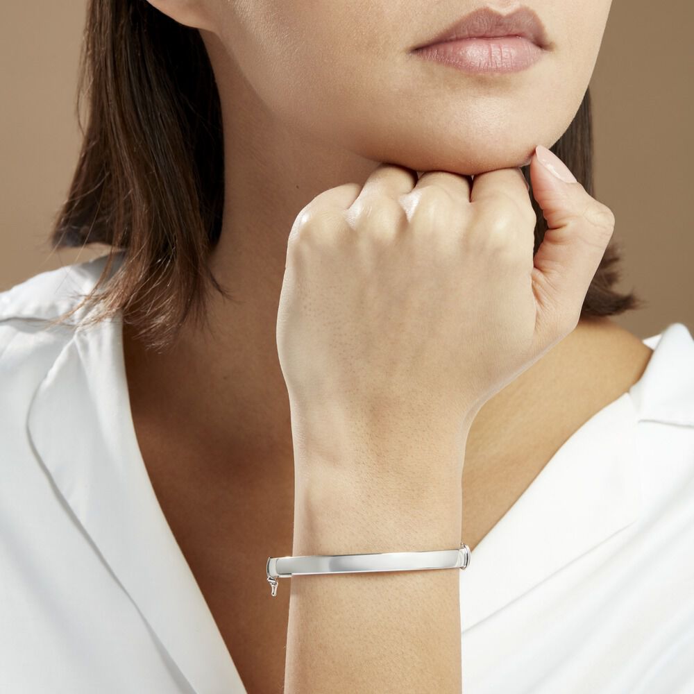 Bracelet Jonc Thaira Argent Blanc - Bracelets joncs Femme | Marc Orian