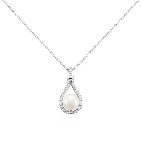 Collier Ghyslene Argent Blanc Perle De Culture Et Oxyde De Zirconium - Colliers avec pierres Femme | Marc Orian