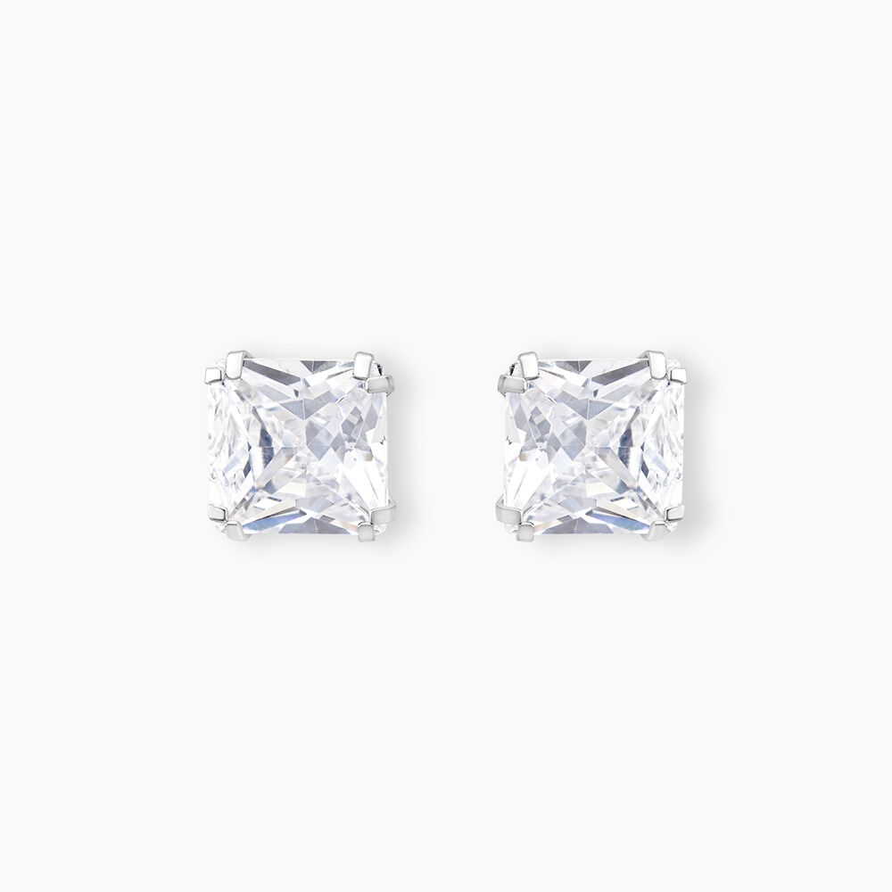 Boucles D'oreilles Puces Or Blanc Doreen Oxydes De Zirconium - Puces Famille | Marc Orian