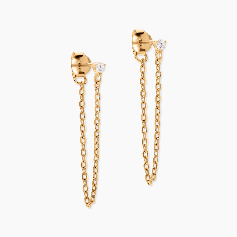 Boucles D'oreilles Pendantes Plaqu&eacute; Or Lienard Oxydes De Zirconium - Pendantes Femme | Marc Orian