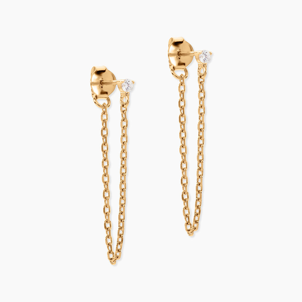 Boucles D'oreilles Pendantes Plaqu&eacute; Or Lienard Oxydes De Zirconium - Pendantes Femme | Marc Orian