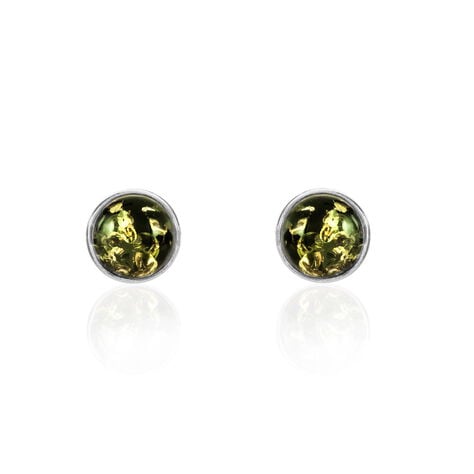 Boucles D'oreilles Puces Argent Blanc Acacia Ambre - Puces Femme | Marc Orian