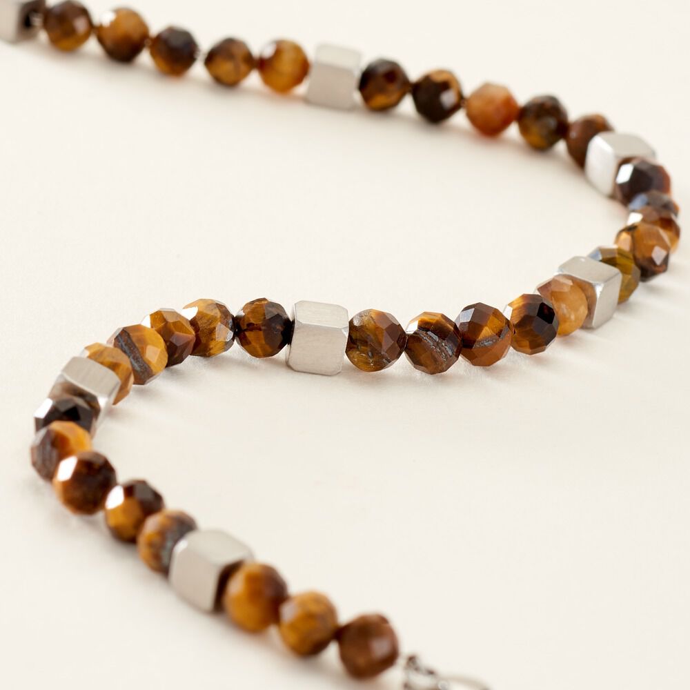 Bracelet Oleg Acier Blanc Oeil De Tigre - Bracelets chaînes Homme | Marc Orian