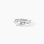 Bague Solitaire Accompagn&eacute; Aramis Or Blanc Diamant Synth&eacute;tique - Parures de mariage Femme | Marc Orian