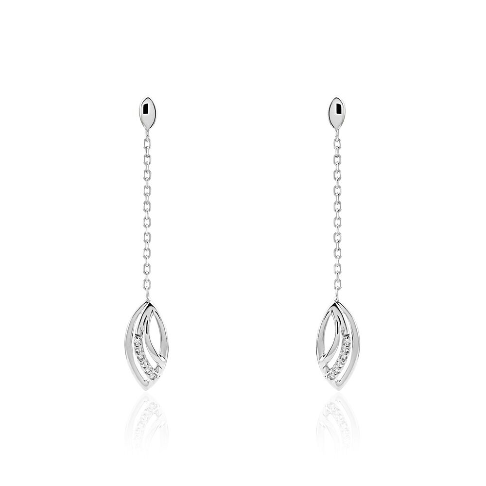 Boucles D'oreilles Pendantes Or Blanc Aatami Diamants - Pendantes Femme | Marc Orian