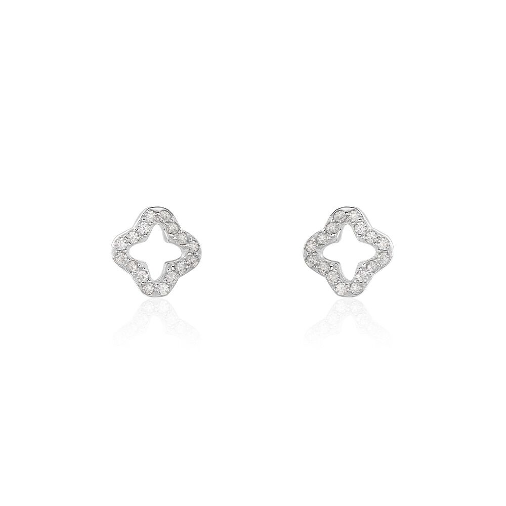 Boucles D'oreilles Puces Tully Argent Blanc Oxyde De Zirconium - Puces Femme | Marc Orian