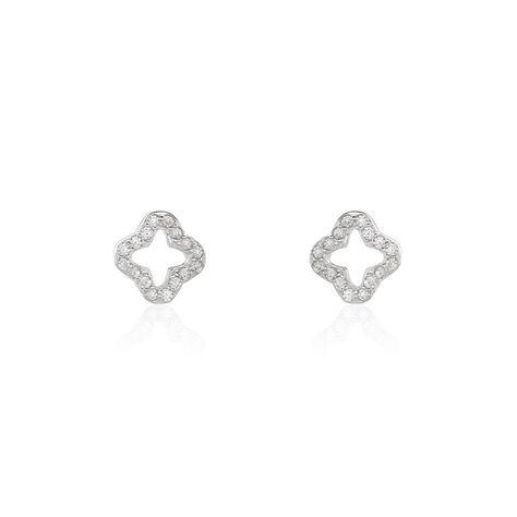 Boucles D'oreilles Puces Tully Argent Blanc Oxyde De Zirconium - Puces Femme | Marc Orian