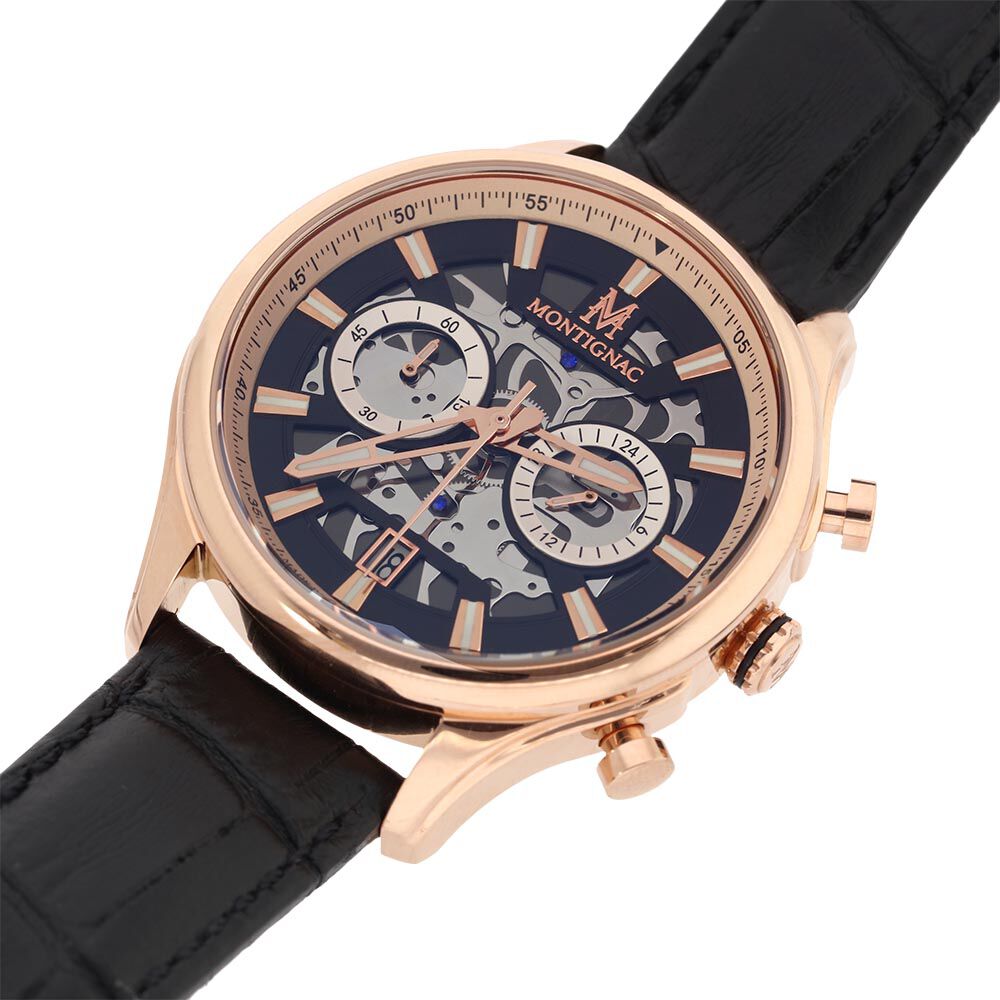 Montre Montignac Round Multifonction Noir - Montres étanches Homme | Marc Orian