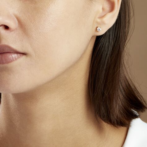 Boucles D'oreilles Puces 4 Griffes Or Jaune Diamant Synthetique - Clous d'oreilles Femme | Marc Orian