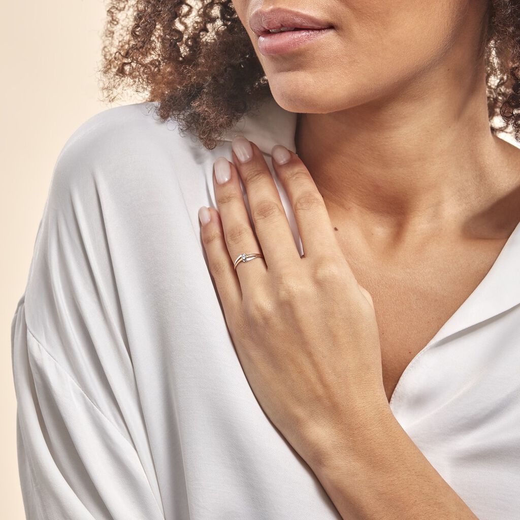 Bague Nesryne Or Bicolore Oxyde De Zirconium - Bagues Solitaire Femme | Marc Orian