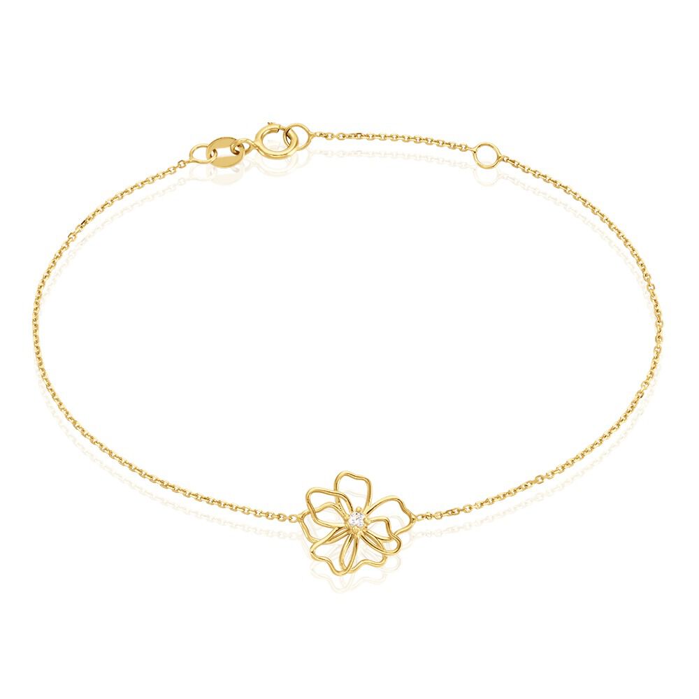 Bracelet Floraison Dorée Or Jaune Oxyde De Zirconium - Bracelets chaînes Femme | Marc Orian