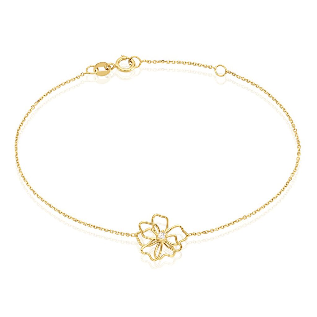 Bracelet Floraison Dorée Or Jaune Oxyde De Zirconium - Bracelets chaînes Femme | Marc Orian