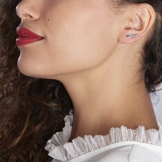 Bijoux D'oreilles Puja Argent Blanc Oxyde De Zirconium - Boucles d'oreilles Ear cuffs Femme | Marc Orian