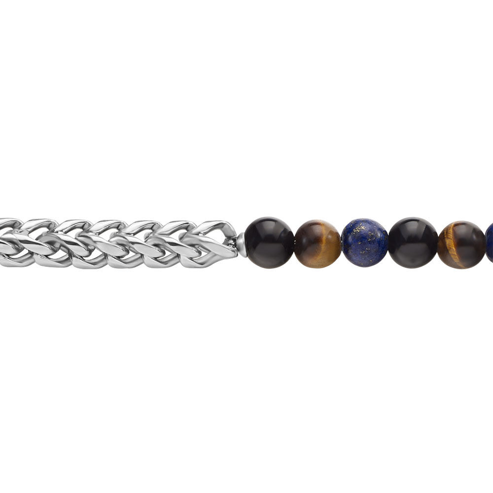 Bracelet Acier Blanc Calum œil De Tigre Onyx Agathe - Bracelets chaînes Homme | Marc Orian