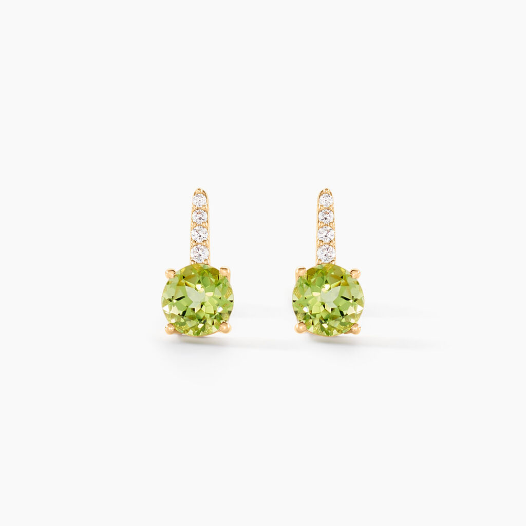Boucles D'oreilles Puces Monroe Or Blanc Péridot Oxyde De Zirconium - Puces Femme | Marc Orian
