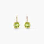 Boucles D'oreilles Puces Monroe Or Blanc P&eacute;ridot Oxyde De Zirconium - Puces Femme | Marc Orian