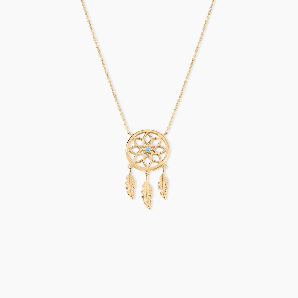 Collier Plaqué Or Jaune Attrape Rêves Turquoise - Colliers avec pierres Femme | Marc Orian