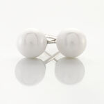 Boucles D'oreilles Puces Solene Argent Blanc C&eacute;ramique - Puces Femme | Marc Orian