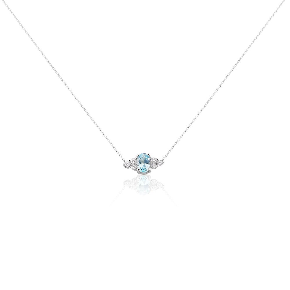 Collier Diapre Or Blanc Topaze Oxyde De Zirconium - Colliers avec pierres Femme | Marc Orian