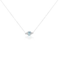 Collier Diapre Or Blanc Topaze Oxyde De Zirconium