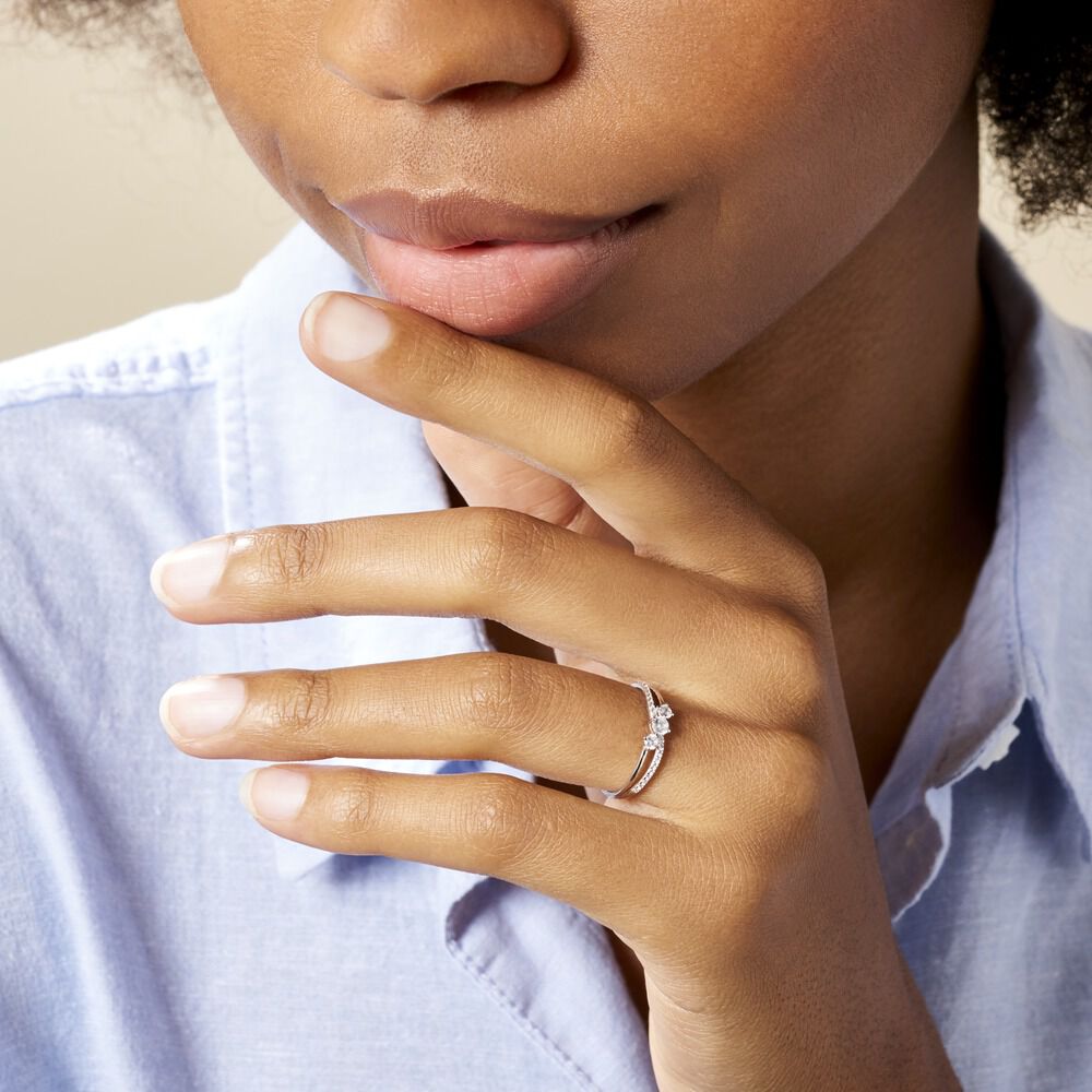 Bague Edwige Or Blanc Oxyde De Zirconium - Solitaires Femme | Marc Orian