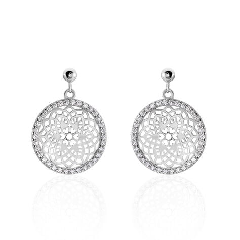Boucles D'oreilles Pendantes Agnete Argent Blanc Oxyde De Zirconium - Pendantes Femme | Marc Orian