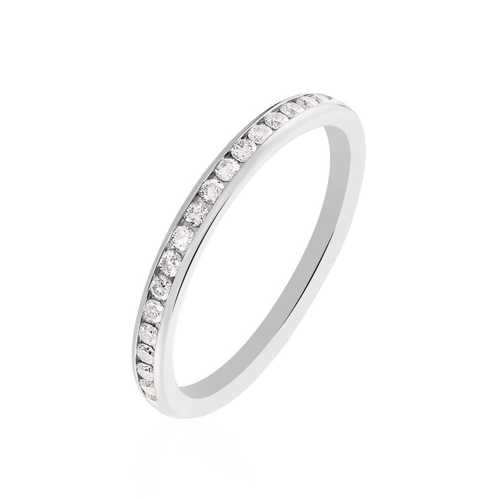 Alliance Laurie Demi-tour Or Blanc Diamant - Alliances avec pierres Femme | Marc Orian