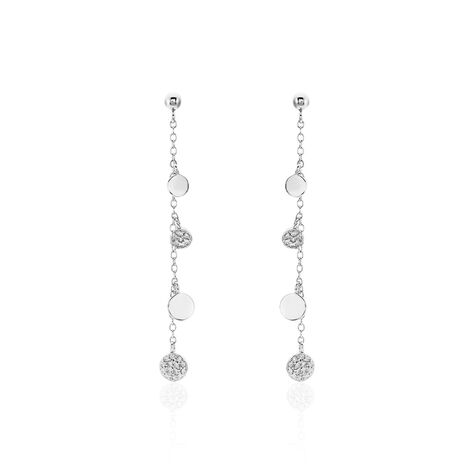 Boucles D'oreilles Pendantes Lorainne Argent Blanc Oxyde De Zirconium - Pendantes Femme | Marc Orian