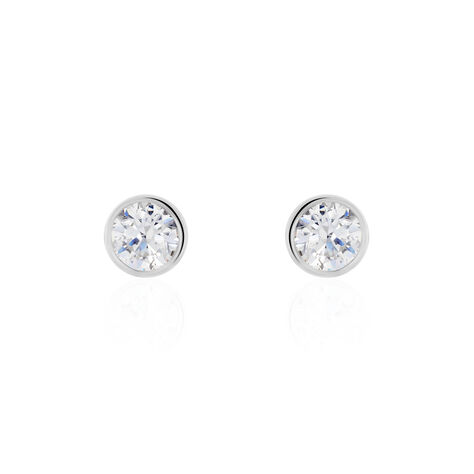 Boucles D'oreilles Pendantes Abha Argent Blanc Oxyde De Zirconium - Puces Femme | Marc Orian