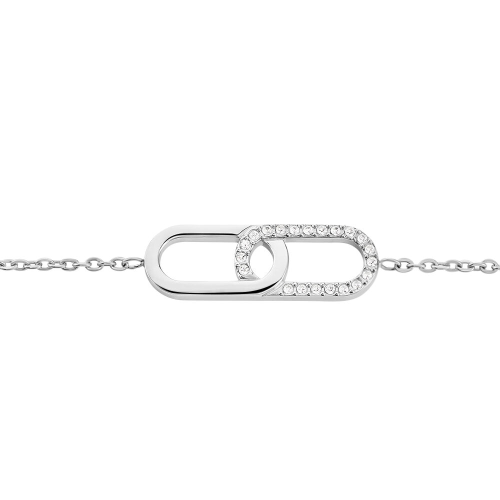 Bracelet Rekia Acier Blanc Strass - Bracelets Anneaux Entrelaces Femme | Marc Orian