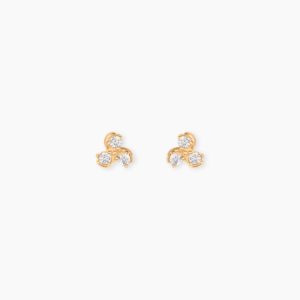 Boucles D'Oreilles Puces Marinette Plaqu&eacute; Or Jaune Oxyde De Zirconium - Puces Femme | Marc Orian
