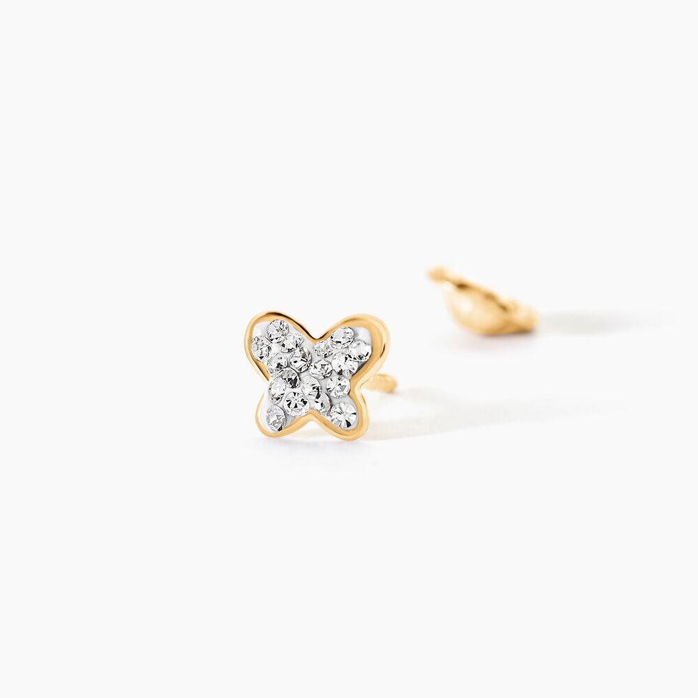Boucles D'oreilles Puces Or Jaune Cercis Strass - Puces Enfant | Marc Orian